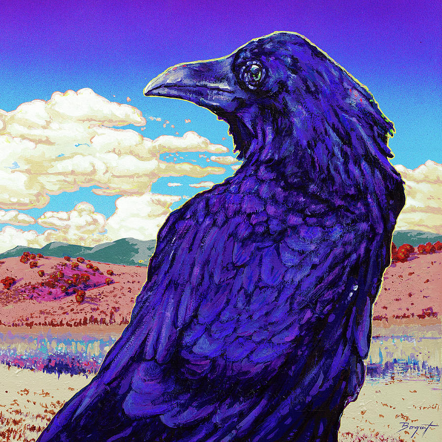 Raven Portrait Painting by Darien Bogart