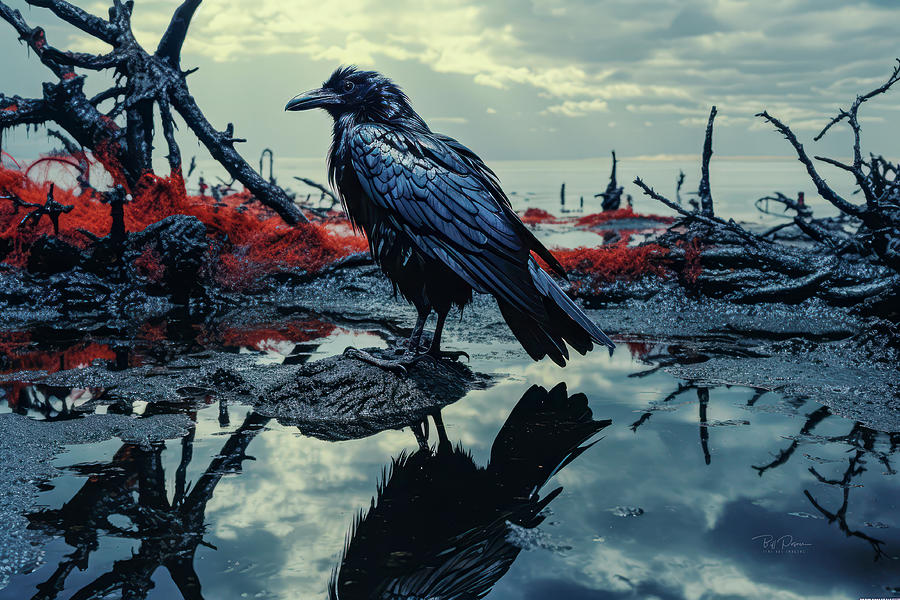 Lone Raven Digital Art by Bill Posner
