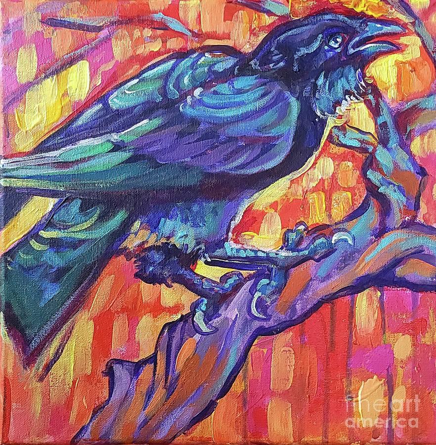 Raven Study 2 Painting by Jenn Cunningham