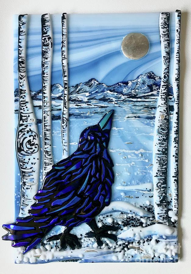 Raven Wonder Glass Art by Margaret Donat