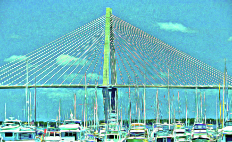 Ravenel Bridge  6 - Charleston- Photopainting Photograph
