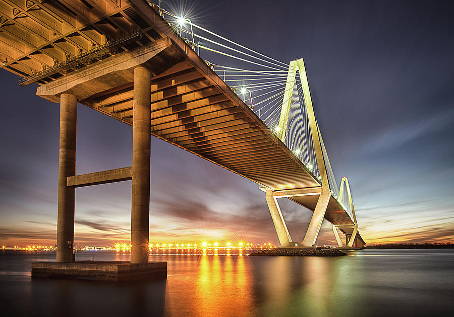 Ravenel Bridge at Dusk Photograph by Kathy Collier - Pixels