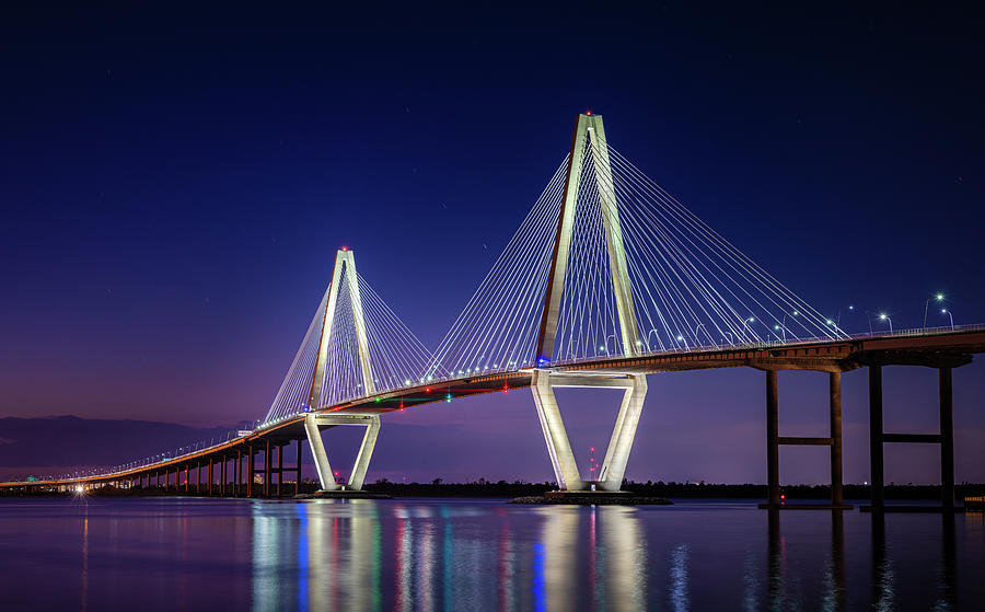 Ravenel Bridge Charleston South Carolina Night Sky Photograph by Jordan Hill