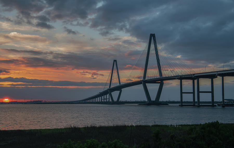 Ravenel Bridge Sunset, Charleston Photograph by Marcy Wielfaert