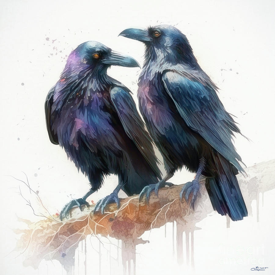 Ravens in Love Digital Art by Jutta Maria Pusl