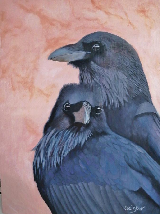 Ravens Painting by Jean Yves Crispo