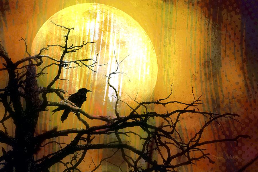 Ravens Moon Mixed Media by Barbara Chichester