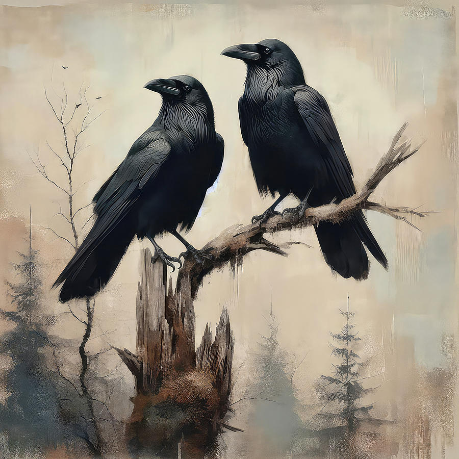 Ravens On A Branch Digital Art by HH Photography of Florida