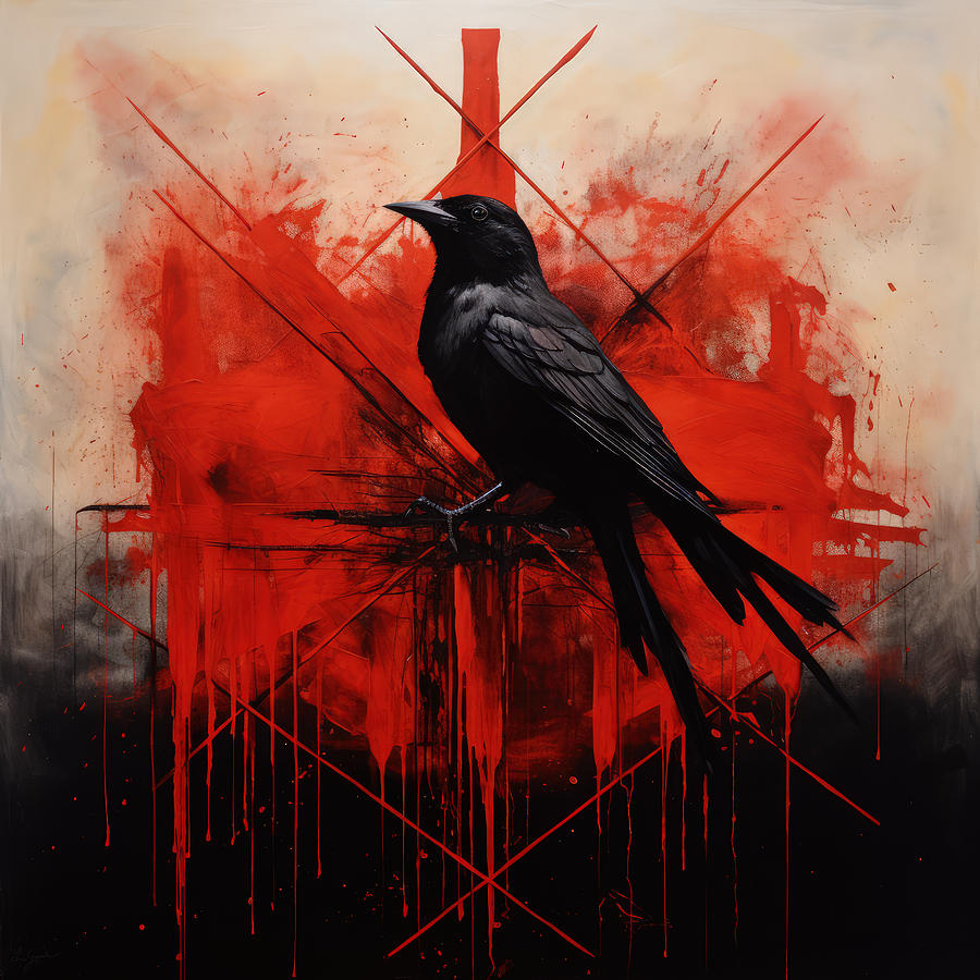 Raven Painting - Ravens Unleashed by Lourry Legarde