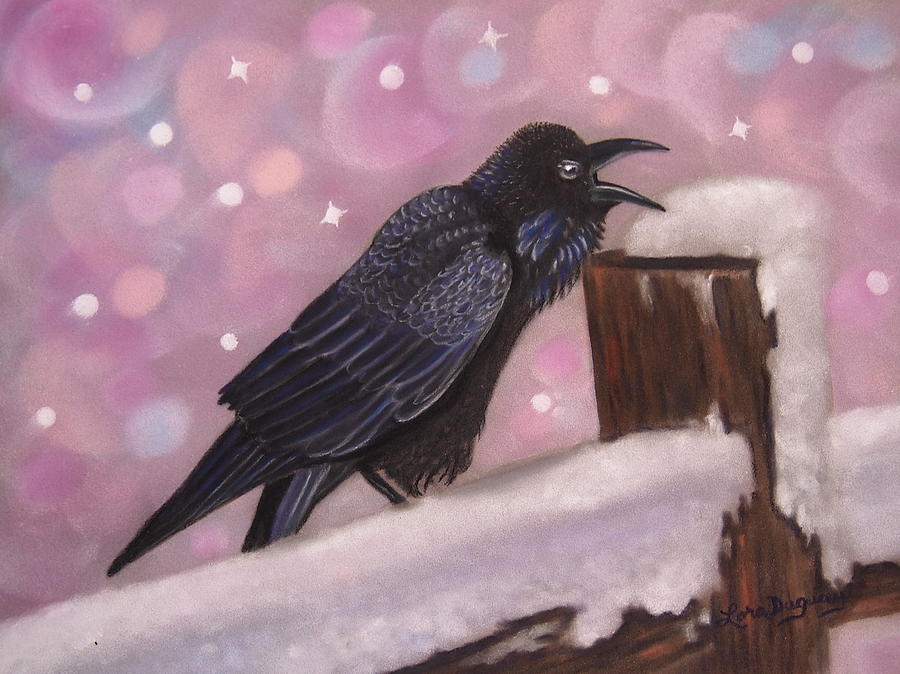 Ravens Winter Magic Pastel by Lora Duguay