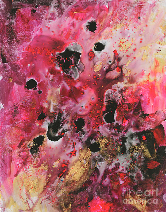 Raw Abstract Original Pink Black Gold Painting Liquid Art Pour Fine Art Prints Megan Duncanson Painting by Megan Aroon