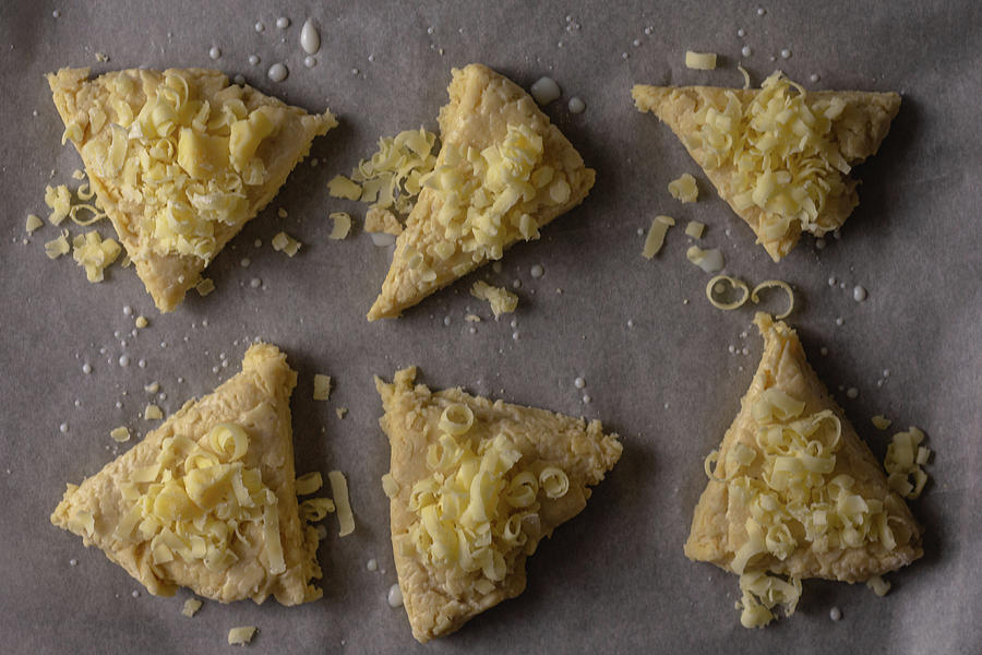 Raw cheese scones viewed top down Photograph by Scott Lyons