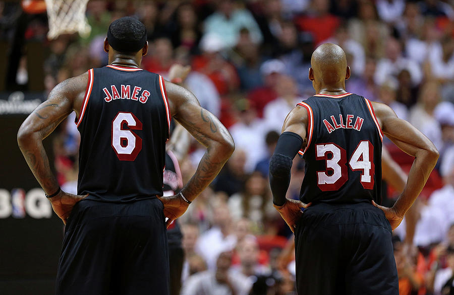 Ray Allen and Lebron James Photograph by Mike Ehrmann