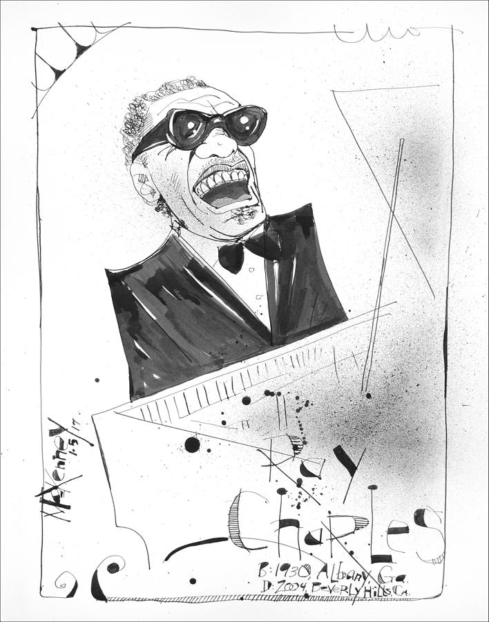 Ray Charles Drawing by Phil Mckenney