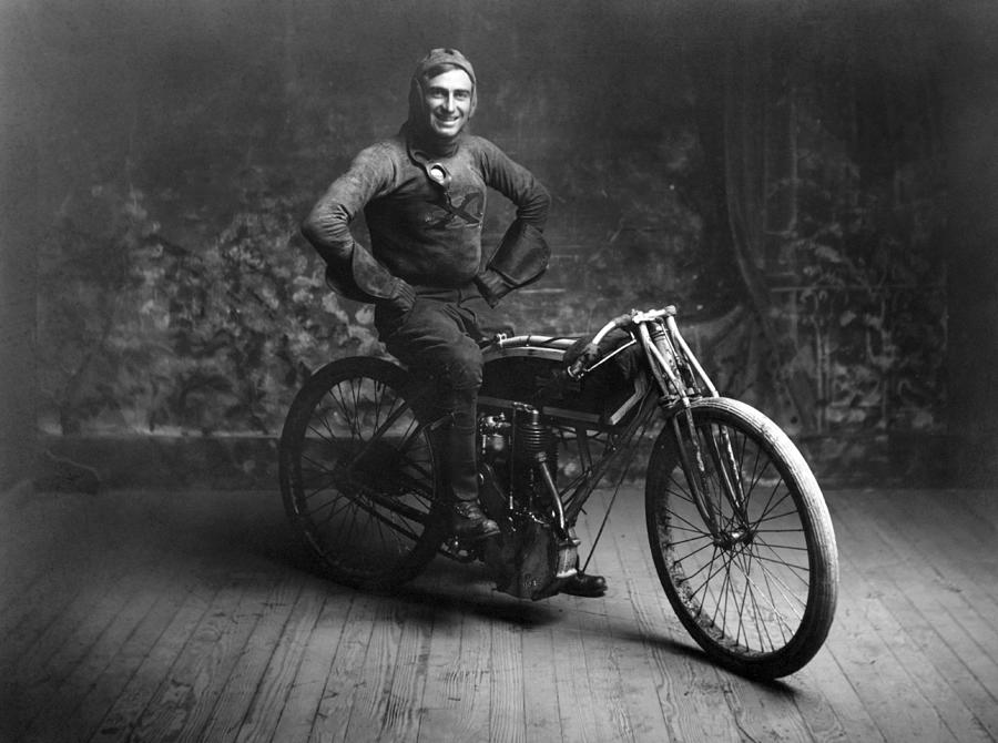Ray Weishaar On His Motorcycle - 1914 Photograph by War Is Hell Store