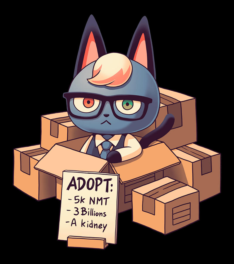 Raymond in Boxes Cat Smug Villager, Animal Crossing, Kawaii Digital Art