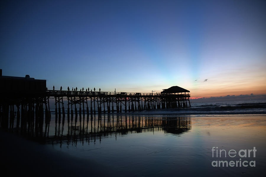 Pier Photograph - Rays of Light at The Cocoa Beach Pier by Brenda Harle