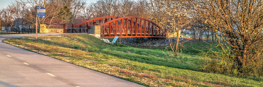 Razorback Greenway Bridge Panorama - Springdale Arkansas Photograph by Gregory Ballos