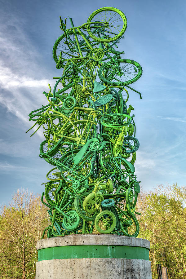Razorback Greenway Green Mangled Bike Sculptures - Lake Bella Vista Trail Photograph