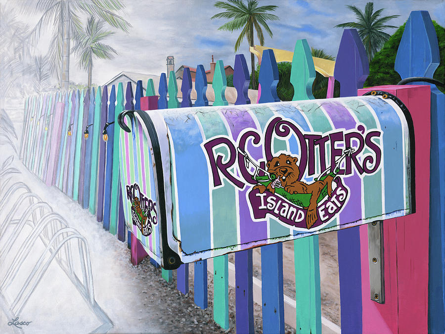 Captiva Painting - RC Otters Inbox by Ginny Lasco