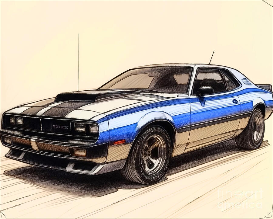 Vintage Drawing - Re15621 1985 Dodge Shelby Charger by Lisa Sandra