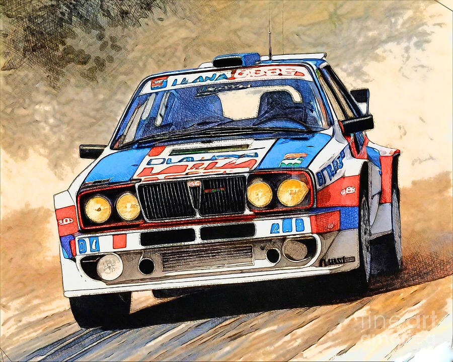 Vintage Drawing - Re15623 1985 Lancia Delta S4 Group B by Lisa Sandra