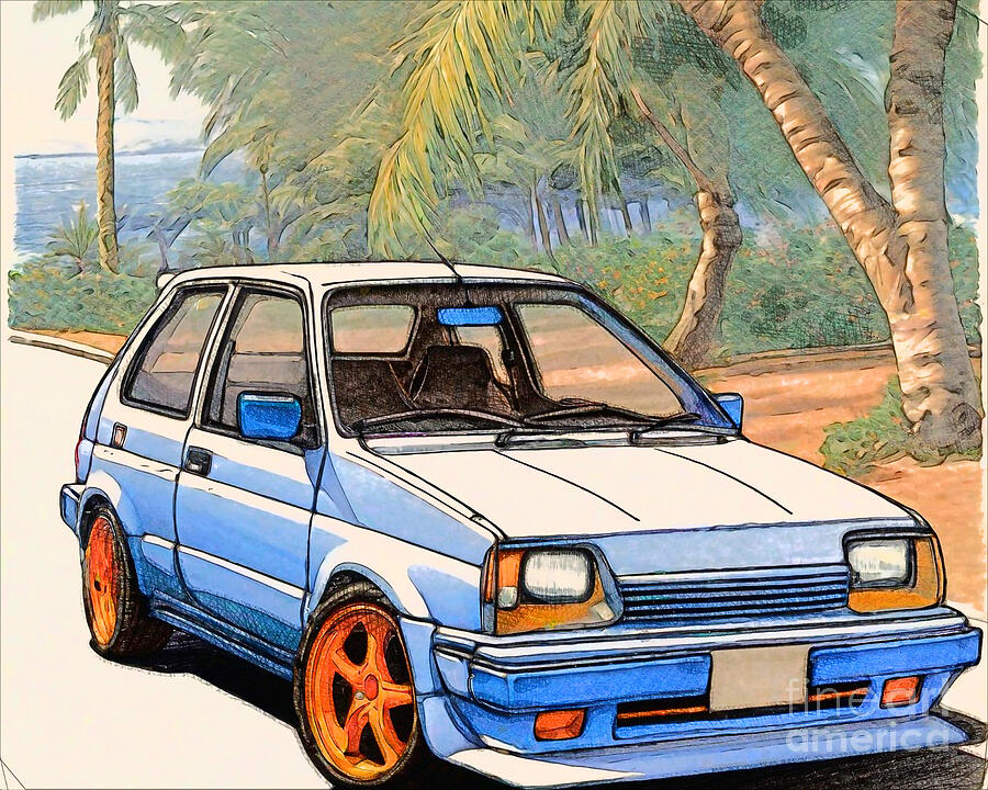 Beach Drawing - Re15625 1985 Nissan March Turbo1 by Lisa Sandra