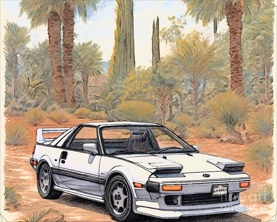 Desert Drawing - Re15627 1985 Toyota MR2 by Lisa Sandra