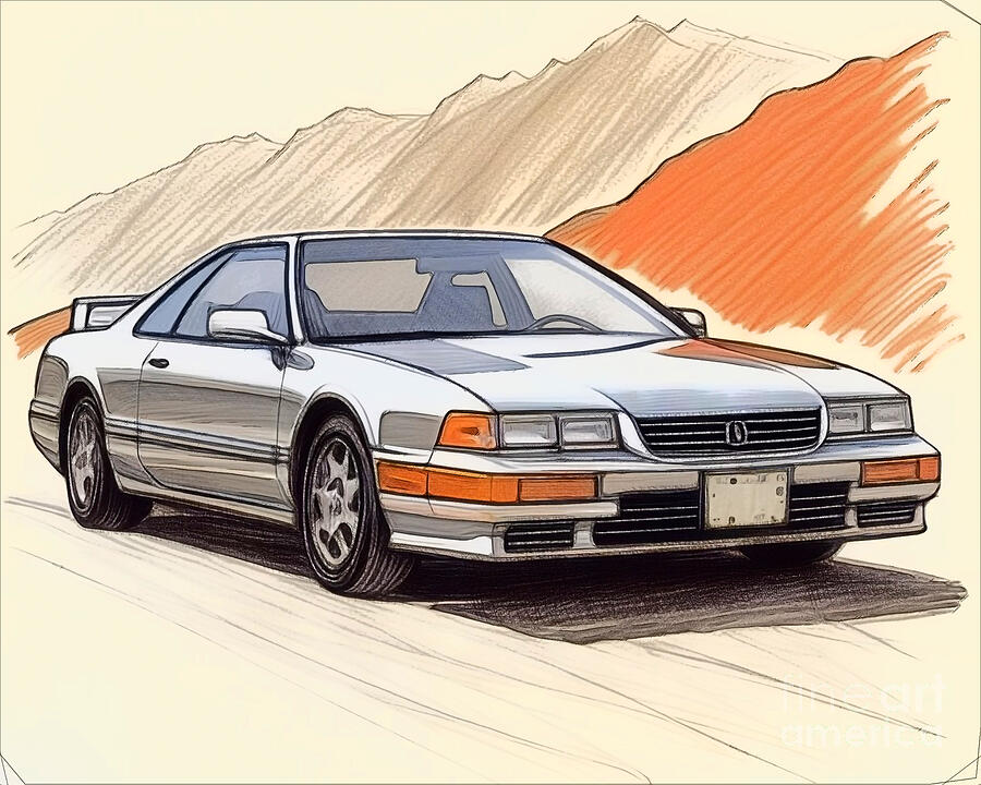 Vintage Drawing - Re15646 1988 Acura Legend Coupe by Lisa Sandra