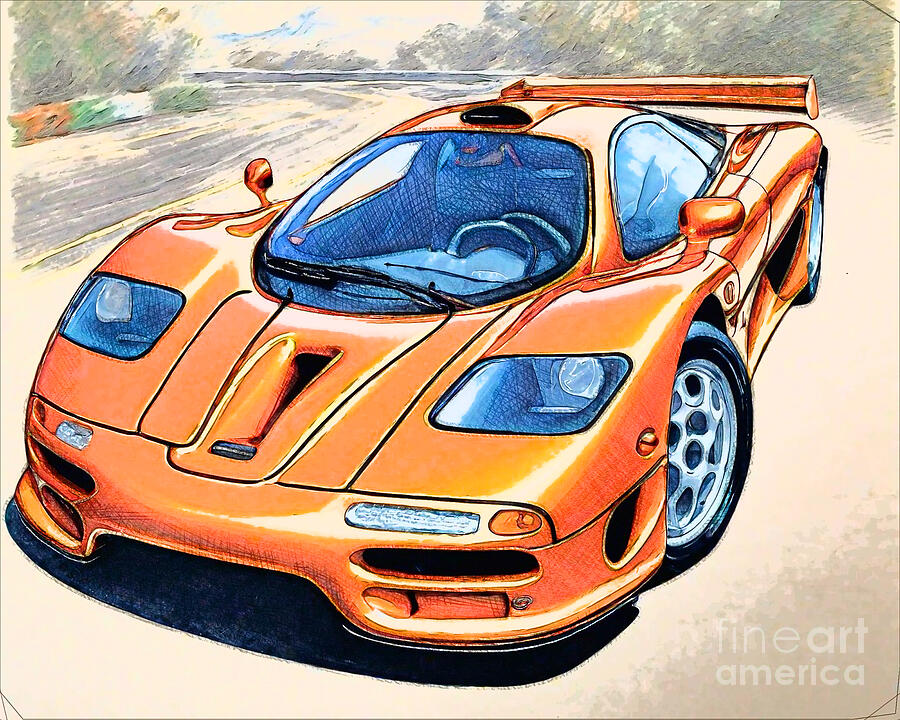 Re15785 1998 McLaren F1 Drawing by Lisa Sandra - Fine Art America