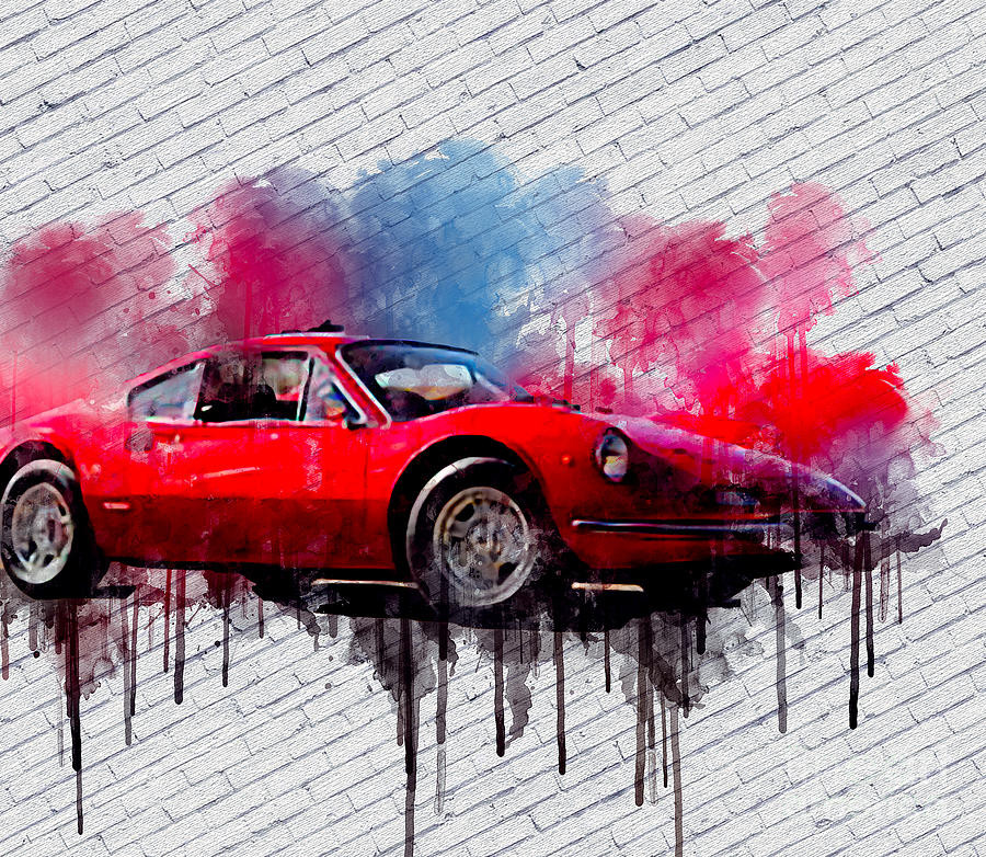 Re4304 1966 Ferrari Dino 206 GT Painting by Lisa Sandra - Fine Art America