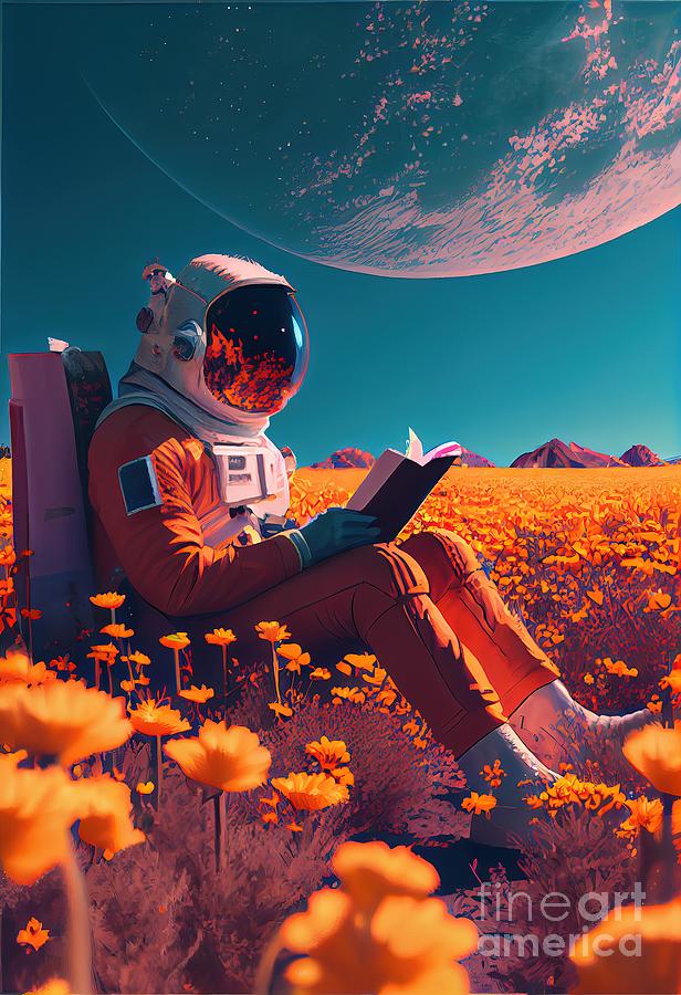 Space Painting - Reading Book by N Akkash