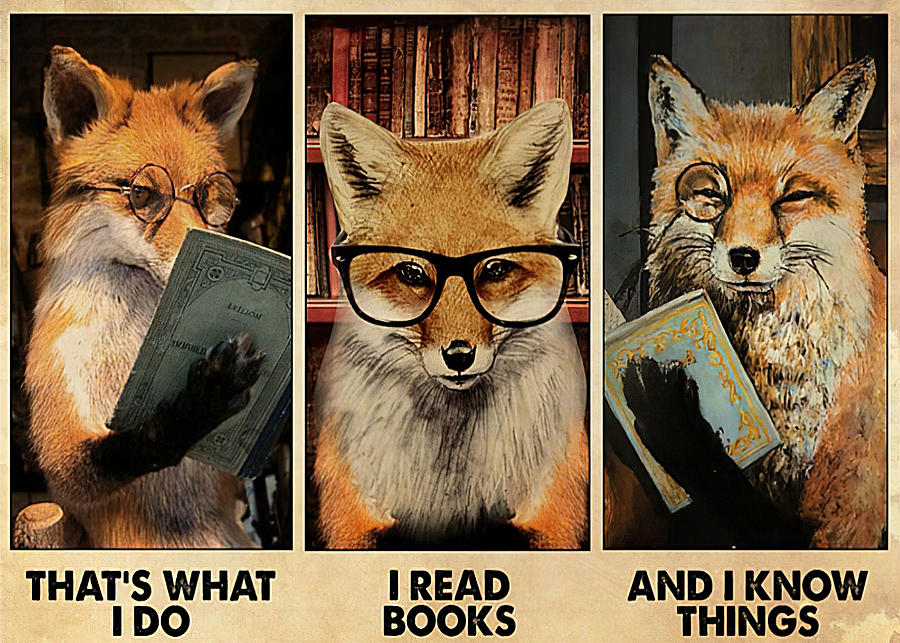 Fox Digital Art - Reading Fox Reading Thats What I Do by Gambrel Temple