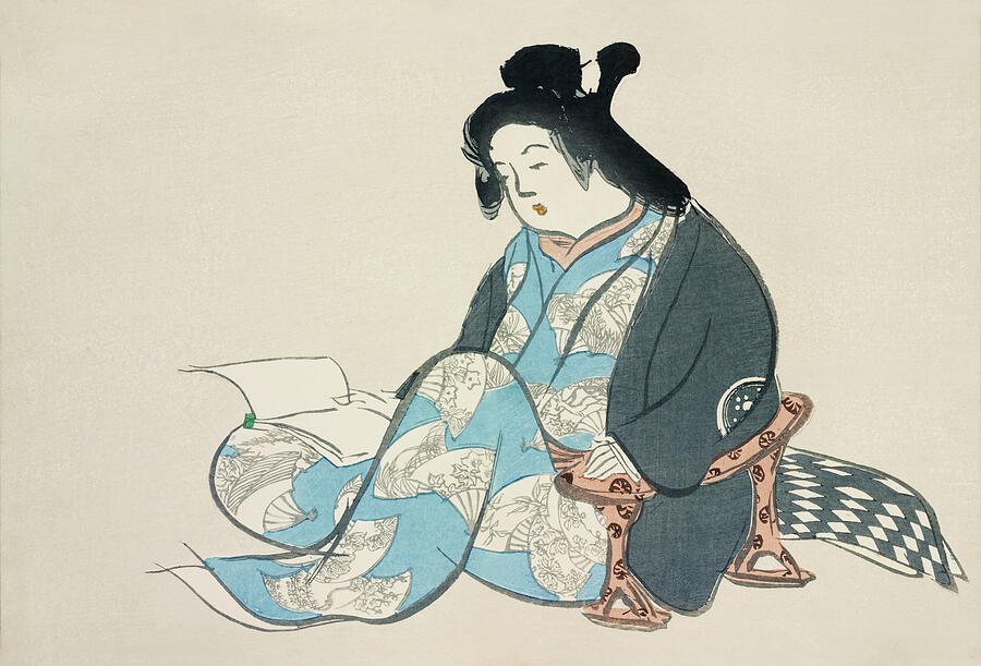 Kamisaka Sekka Painting - Reading Lady by Kamisaka Sekka by Mango Art