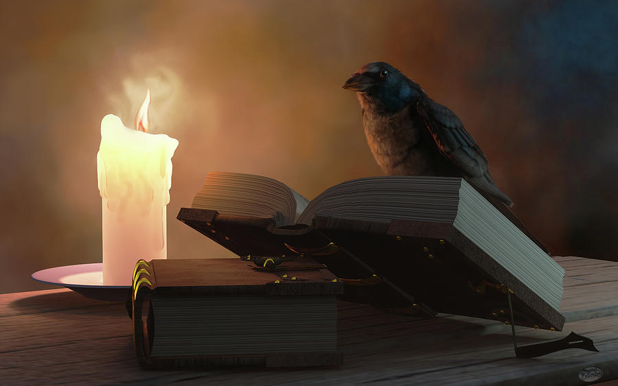 Reading Raven Digital Art by Daniel Eskridge