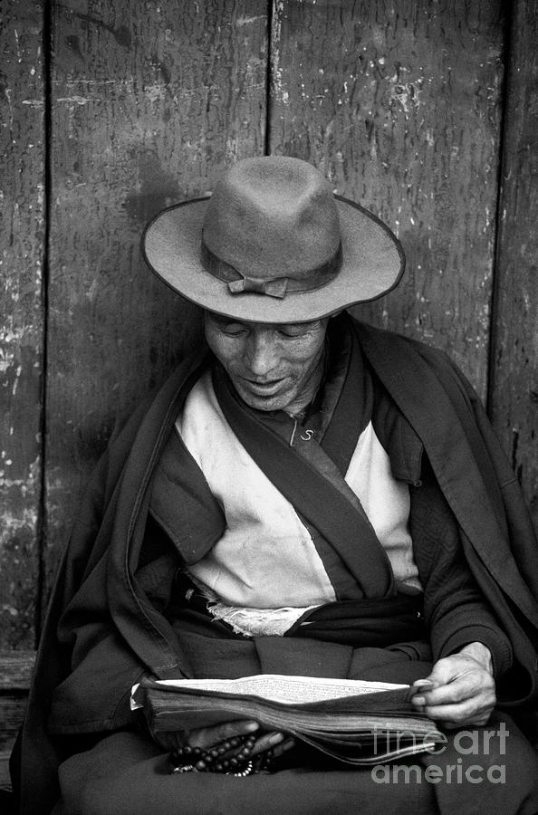 Reading the Scriptures - Lhasa Tibet Photograph by Craig Lovell