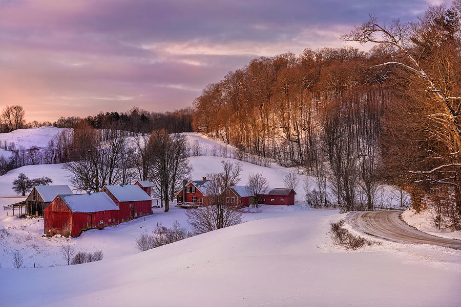 Reading Vermont Jenne Farm Snowy Scene Photograph by Photos by Thom