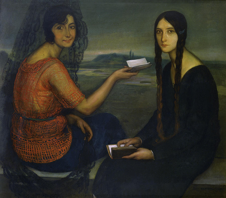 Reading. Vigo, Marco Morell collection. Pontevedra. Painting by Julio Romero de Torres -1874-1930- Reading. Vigo, Marco Morell collection. Pontevedra. Painting by Julio Romero de Torres -1874-1930-