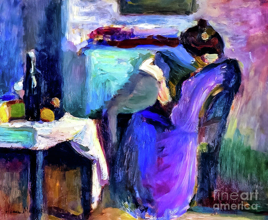 Reading Woman In Violet Dress By Henri Matisse 1898 Painting