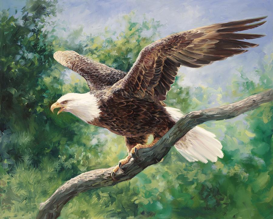 Eagle Painting - Ready For Flight by Laurie Snow Hein