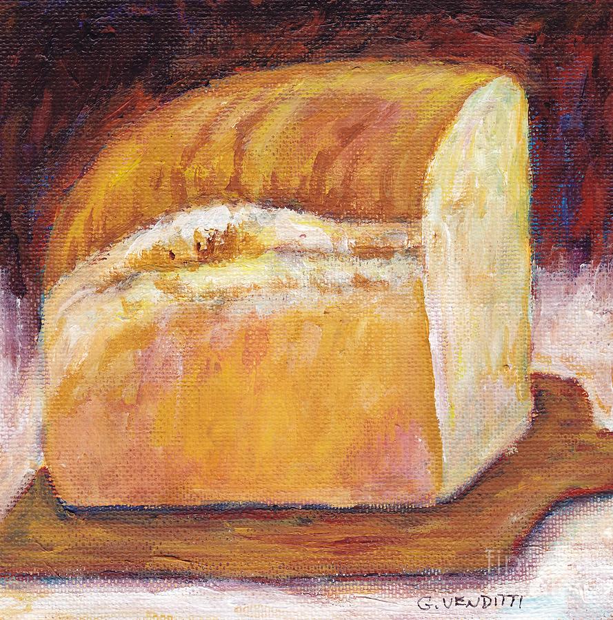 Ready For Lunch Homemade Loaf Of Bread On Cutting Board Still Life Painting by Grace Venditti