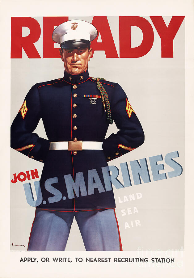 Ready, join US Marines poster Digital Art by Best of Vintage