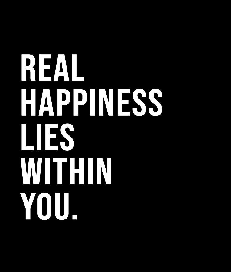 Real happiness lies within you Poster green girl Painting by White ...