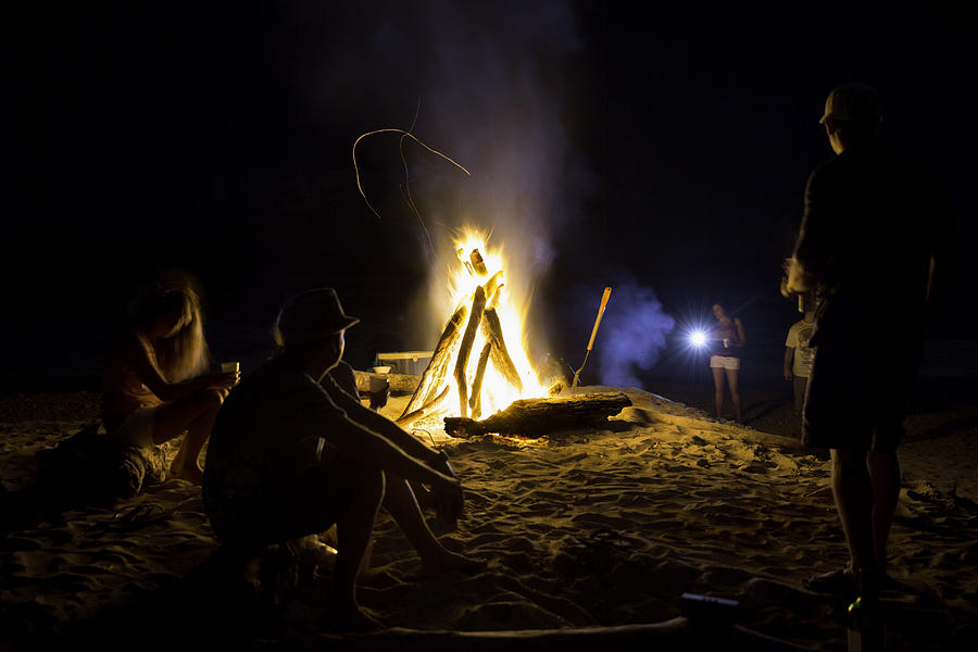 Real People: BonFire on the Beach Photograph by JodiJacobson
