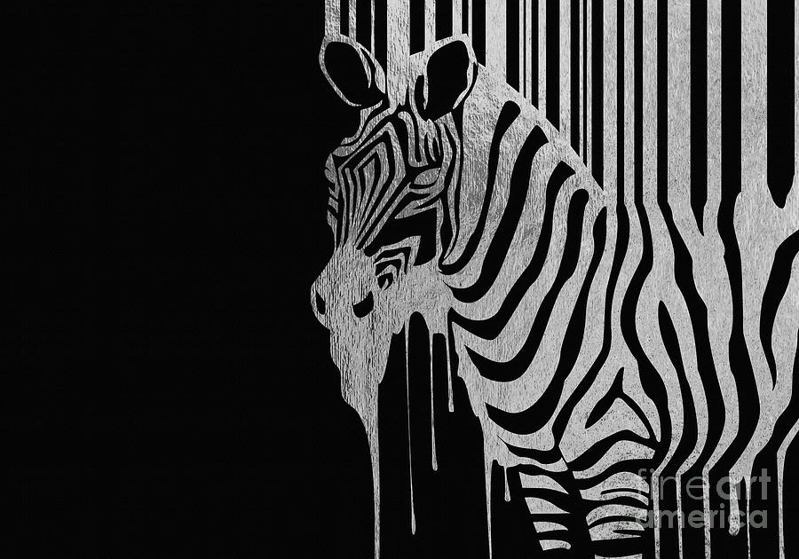 Real Silver Paper zebra  Painting by Gull G