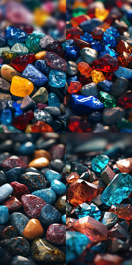 Fantasy Painting - realistic  close  up  photo  realism  some  gemstones   by Asar Studios by Celestial Images