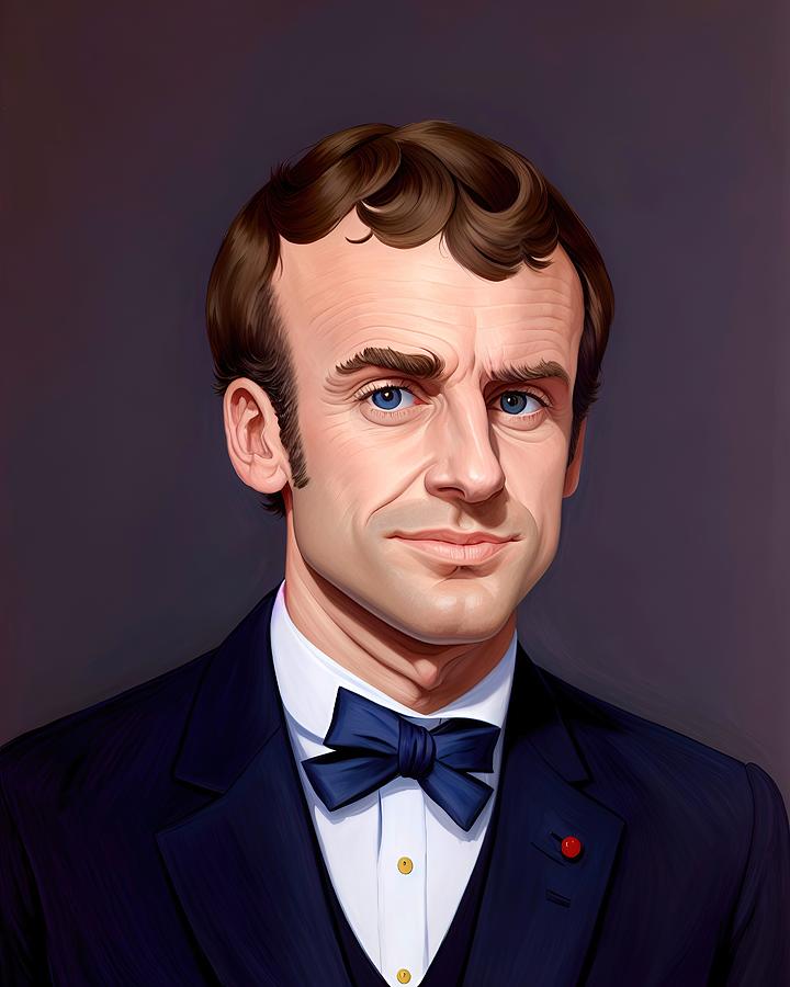 Realistic Portrait of Emmanuel Macron Painting by Vincent Monozlay