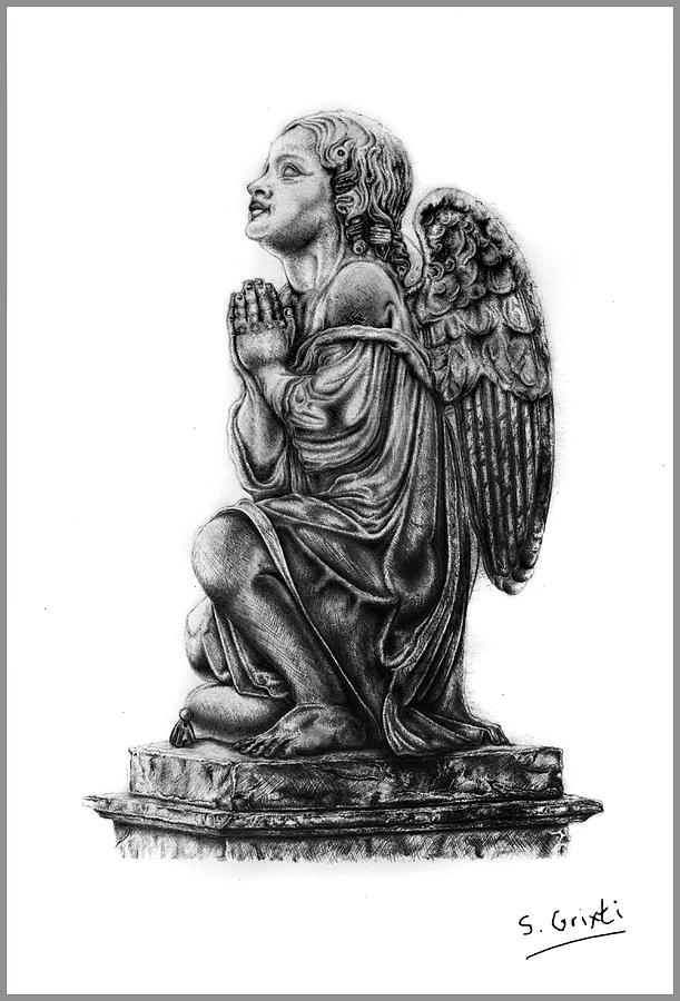 Realistic Praying Angel pencil drawing art Drawing by Stephan Grixti