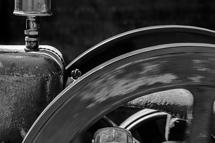 Close-Up of Rotating Machine Parts Photograph - Really Old Engine by Charlie Osborn