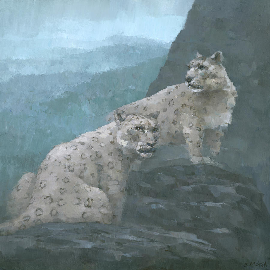 Realm of the Snow Leopards Painting by Steve Mitchell